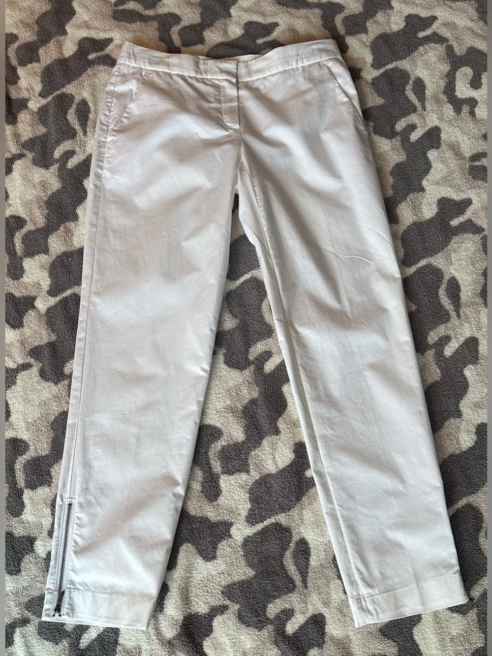Theory IBBEY Z WESTSIDE White/Off White Zipper Ankle Pants (4)